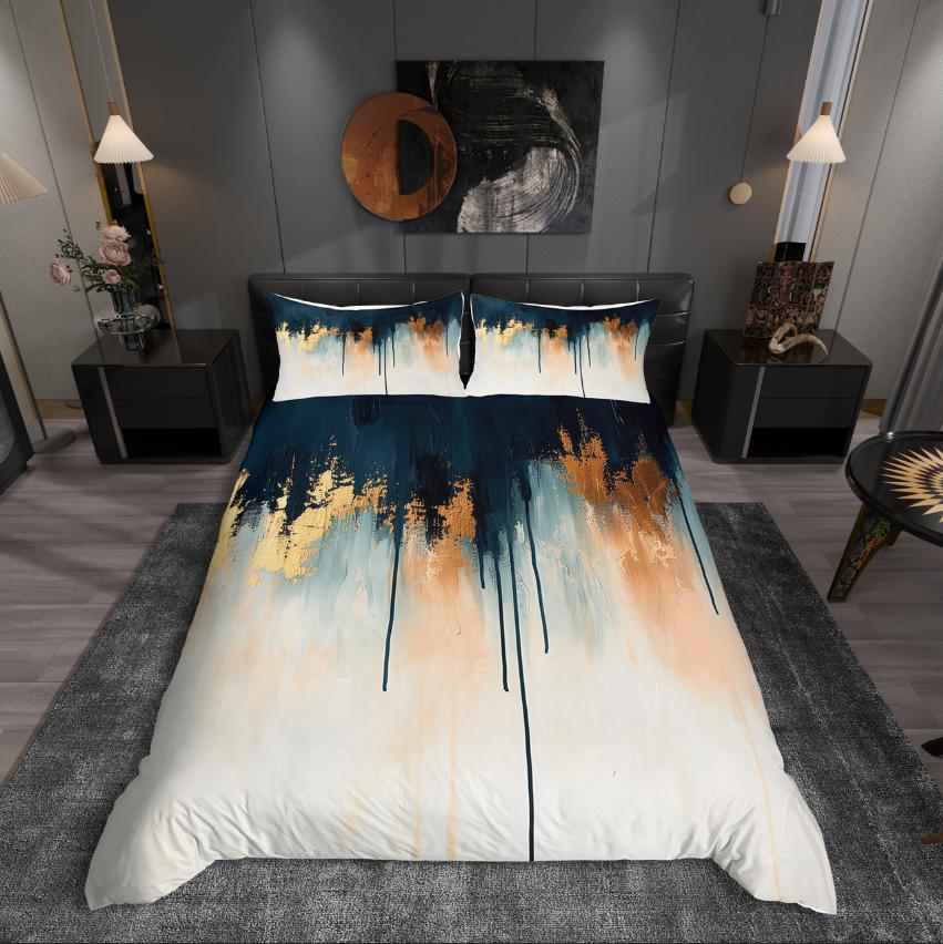 Homewish Dreamy Watercolor Duvet Cover Set For Teens Oil Printing Bedding Set Modern Abstract Art Reversible Decor