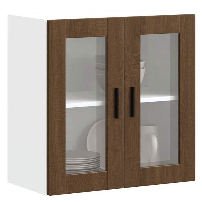 VidaXL Kitchen Wall Cabinet and Glass Door Porto Brown Oak 854154