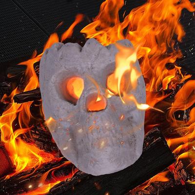 Lagerfeuerstelle Schädel Dekoration Realistisches Skelett Design Kaminzubehör Keramik Schädel Skulptur Heimdekorationszubehör