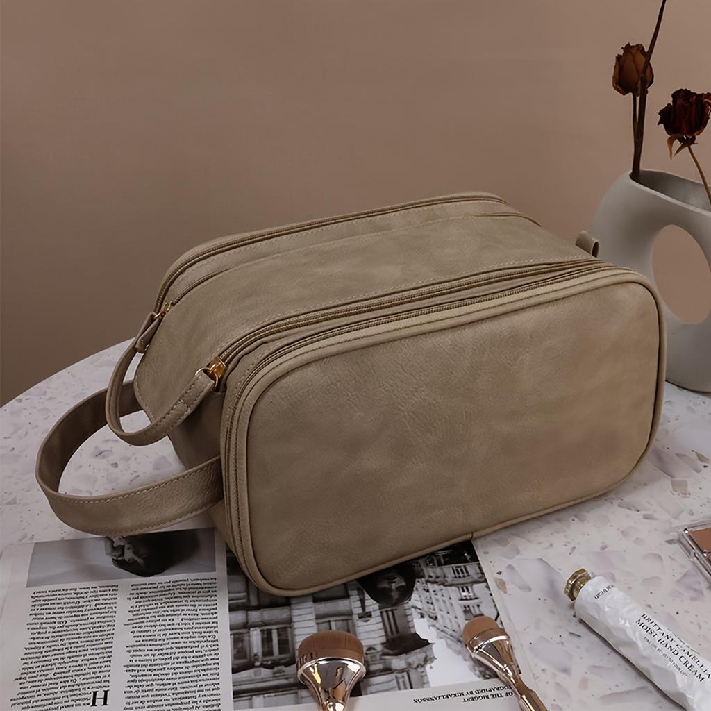 Large Capacity Cosmetic Bag Makeup Toiletries Organizer PU Leather Portable Travel Toiletry Pouch Women Makeup Storage Bags