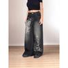 Y2K Gothic Cross Print Loose Jeans Street Hip-hop Retro Men's and Women's Casual Oversized Multifunctional Fashionable Jeans