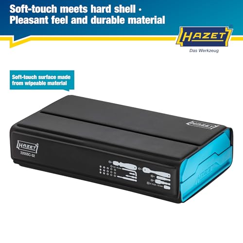 HAZET 2200SC-32 Bit Set, 59-piece, 1/4-inch (6.3mm), Smart Case, Magnetic Closure, Torx/Hex/Phillips/Slotted, Chrome Vanadium Steel, Foldable, Compact