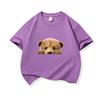 Kids Cotton T Shirt Cute Peeking Bear Cub Print Crew Neck Short Sleeve Tee Casual Breathable Boys Girls Summer Tops