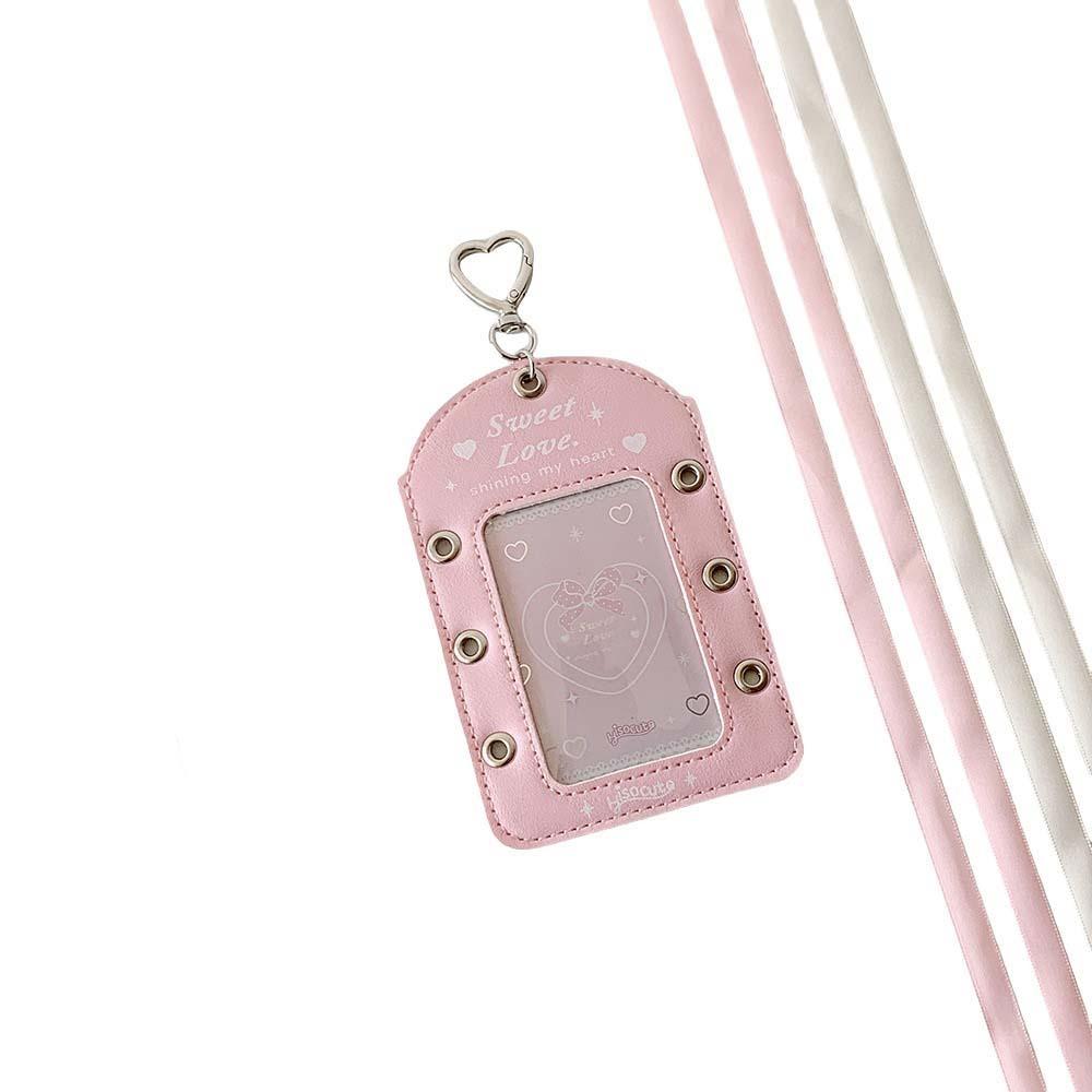 DIY Ballet Ribbon Korean Photocard Holder PU Card Cover Idol Card Display Protector  Girls Gift