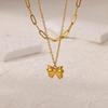 Stainless Steel Bowknot Pendant Necklace For Women Fashion Gold Color Clavicle Chain Bow Tie Necklaces Party Birthday Jewelry
