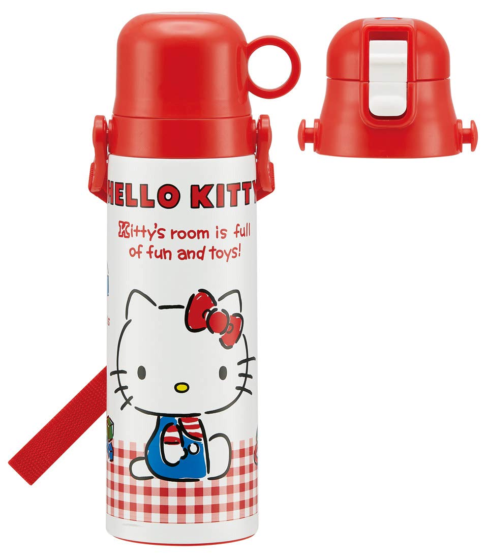 

Детская бутылка для воды Skater 2WAY из нержавеющей стали с чашкой 570 мл Hello Kitty Gingham Check Sanrio SKDC6