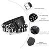 [LumiSyne] Studded Belt for Women and Men - Punk Rock Rivet Belt, Black Leather Belt with Silver Metal Decoration, Casual Belt, Unique Belt, Perfect