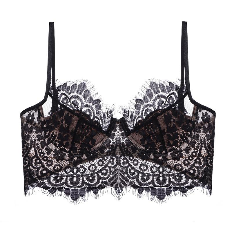 French Style Lace U Back Low Back Push Up Thin Cup Bra For Women