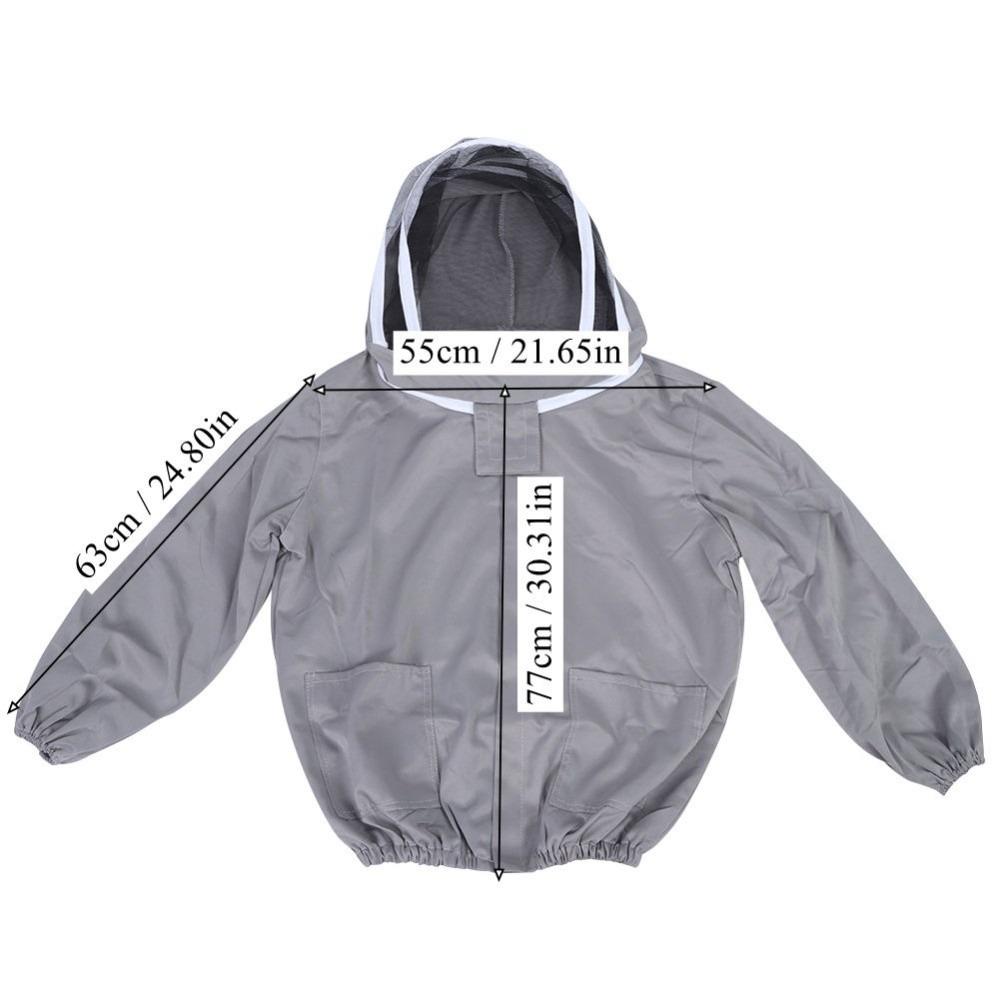 Ventilated Bee Suit Smock Polyester Cotton Protective Veil Suit Beekeeper Jacket  Forest Beekeeping серый
