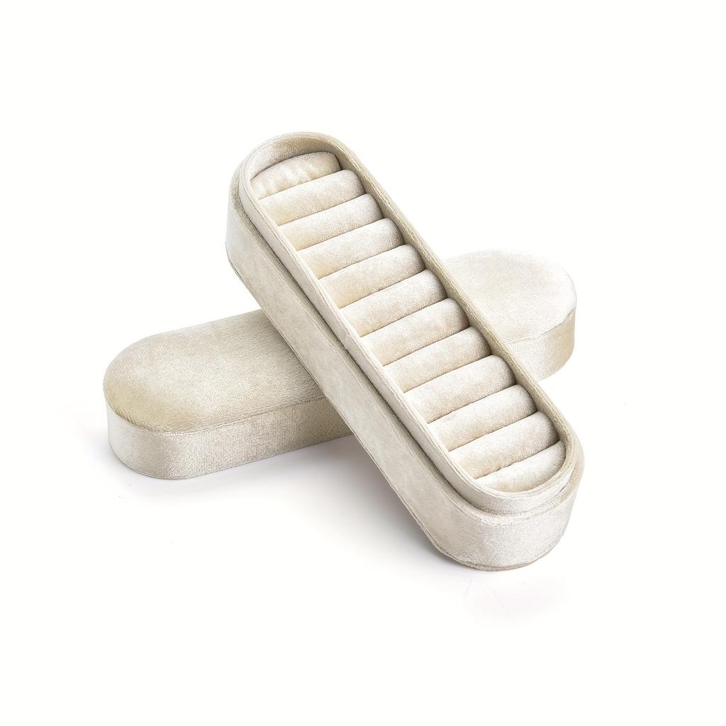 Velvet Oval Ring Display Case  Contemporary Style, Fabric Material, Tabletop Mounting, Perfect for Rings, No Electricity Required, Jewelry Boxes