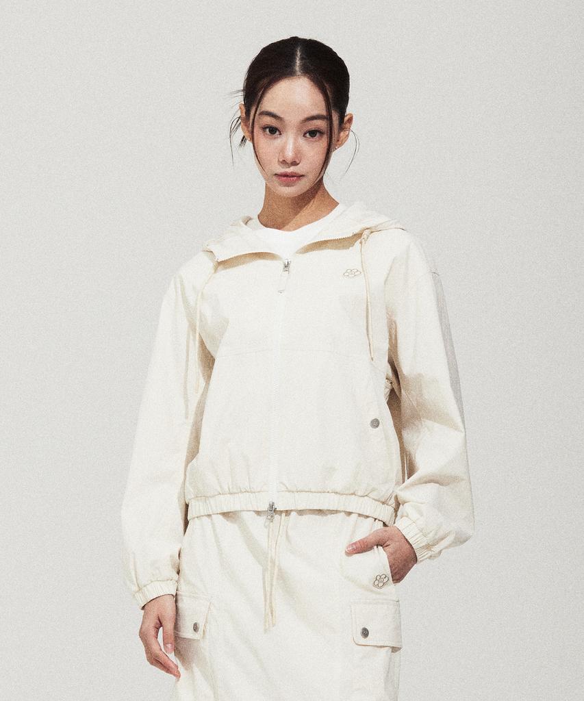 Wacky Willy Women'S Nylon Hooded Windbreaker Cream