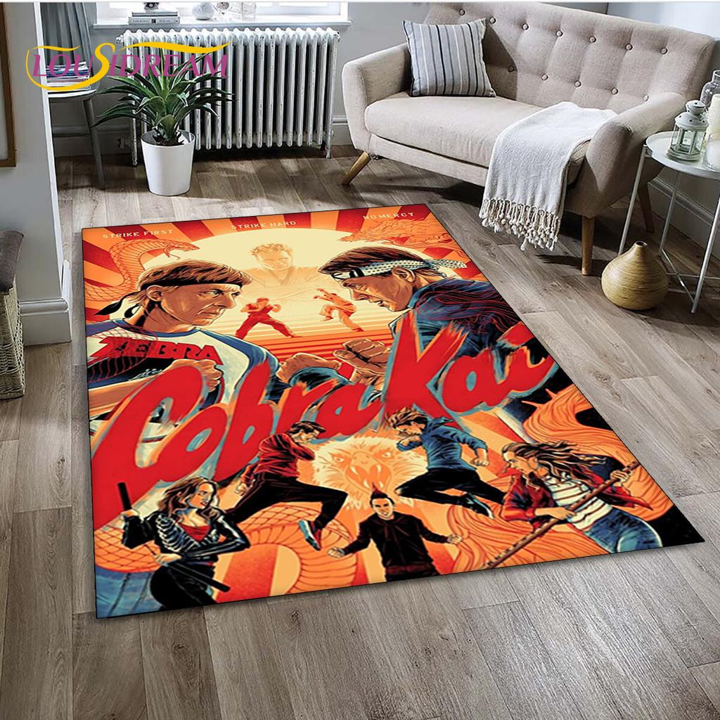Dywan TV Karate Cobra Kai Amanda Duży, Dywan do Salonu Sypialni Sofa Mata pod Drzwi Dekoracja, Mata Podłogowa Antypoślizgowa do Zabawy dla Dzieci