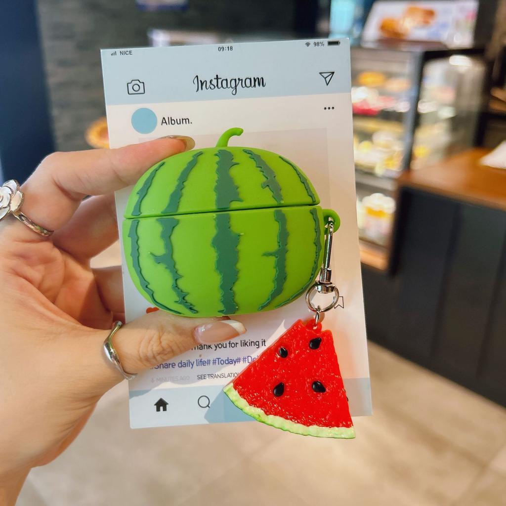 Summer Simulation Watermelon AirPods4 Apple Bluetooth Headset Case Pro2 3rd Generation Cartoon Silicone Case Is Suitable for