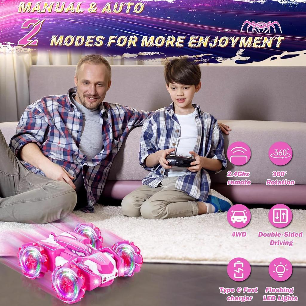 Spider Remote Control Car, Off-Road and Cross-Country Car for Kids, 360-Degree Rotation, 2.4Ghz Wireless Control, 4WD, Type-C Charging, with Light,