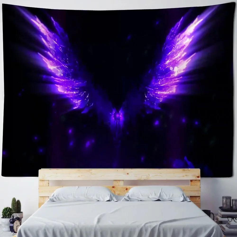 Черно-белые цветные крылья Декоративный гобелен Украшение стены для дома Офис Гостиная — фото 9