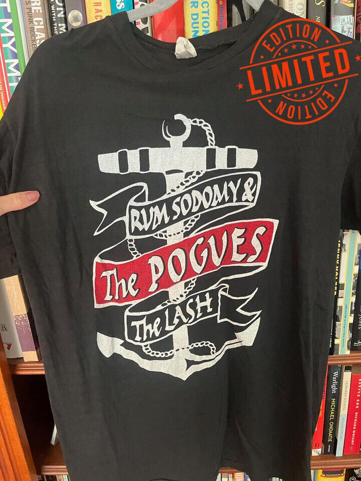 Vintage 1985 THE POGUES Rum Sodomy & The Lash Promo Irish ROCK Black T-Shirt S04 Unisex T-Shirt XXXXL