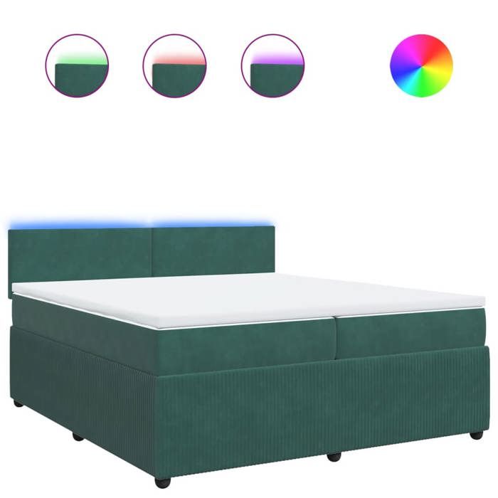 VidaXL Sommier à lattes de lit et matelas Vert foncé 200x200cm Velours 3290127