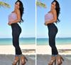 European Station Autumn Solid Color Plus Size Women's Hip-hugging Pencil Jeans