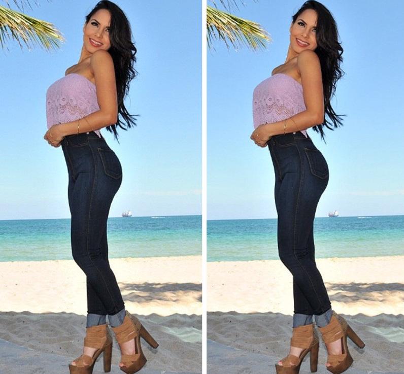 European Station Autumn Solid Color Plus Size Women's Hip-hugging Pencil Jeans