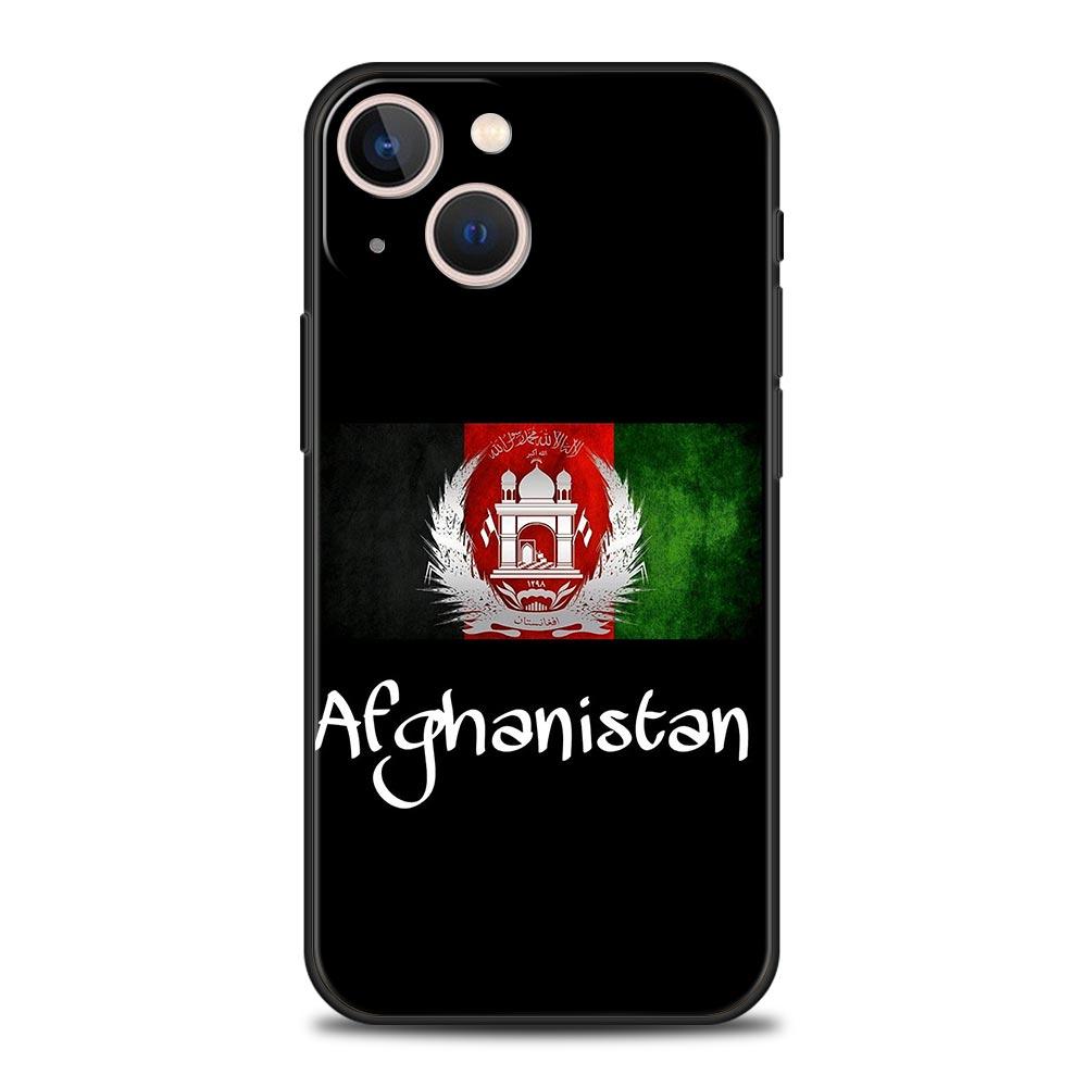 Afghan Afghanistan Flag For iPhone 11 12 13 15 14 Pro Max Phone Case X XR XS 7 8 Plus SE 2020 Luxury Black Soft Cover Funda