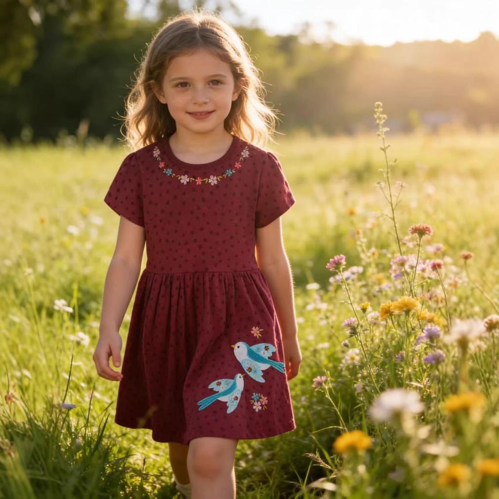 Robe d'été mignonne style européen à manches courtes pour tout-petits et filles - Nouveautés