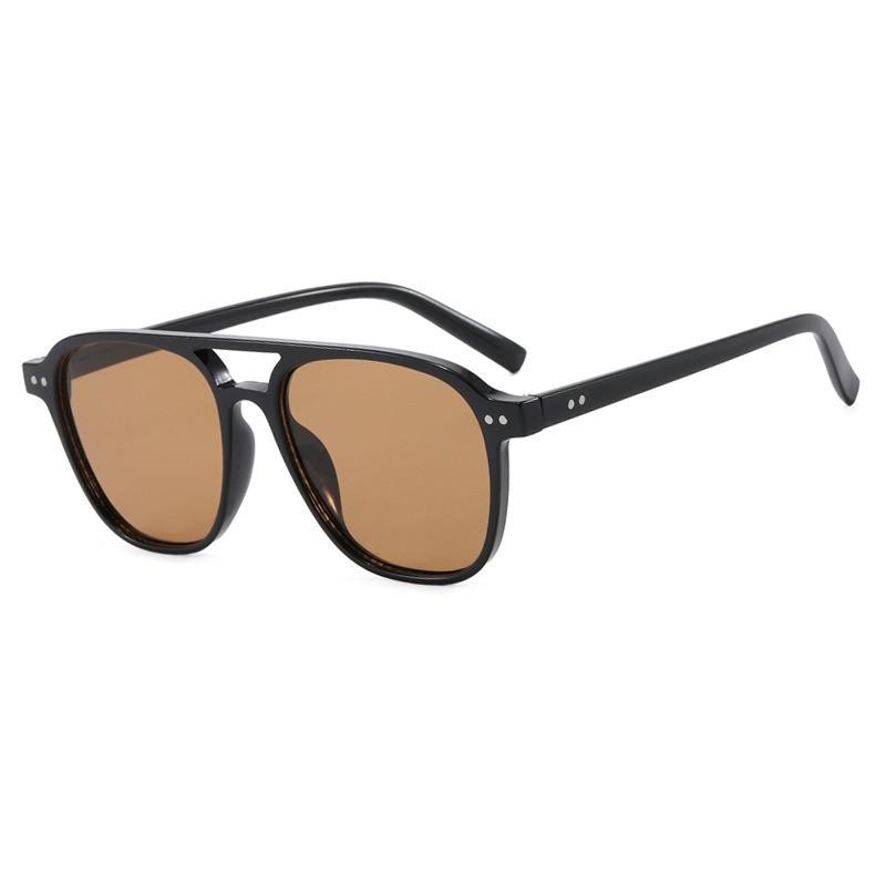 Vintage Big Square Sunglasses Unisex UV400 Black Frame Designer Shades for Men Women