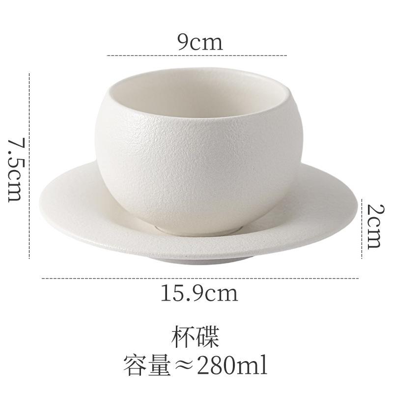 Ceramic Coffee Cup Saucer Egg-Shaped Cup Small Capacity Household Frosted Stone Latte Latte Flower Hand Cup Afternoon Tea