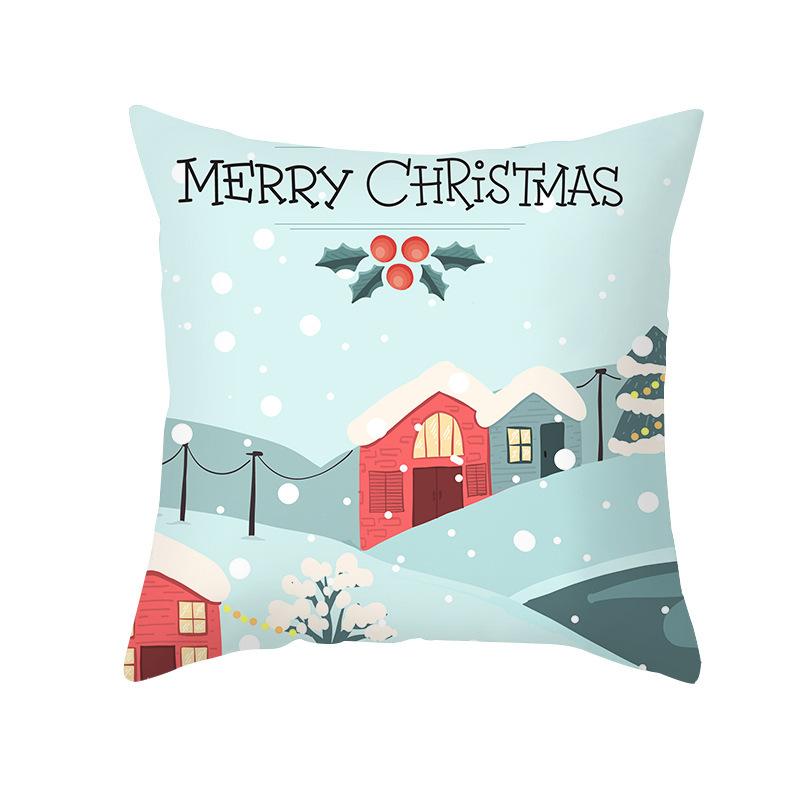 Cartoon Print Christmas Pillow Cover Office Sofa Cushion Pillow Cover Cross-border Home