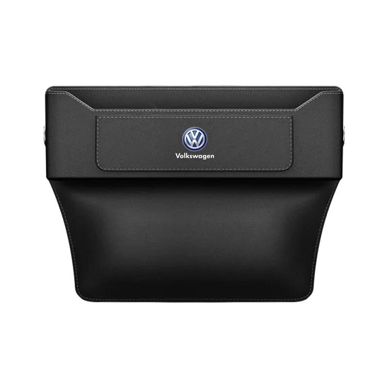

For Volkswagen 1pc Car Seat Gap Organizer Leather Storage Box Interior Accessories For Volkswagen Beetle T-ROC Tiguan Passat Gol чёрный