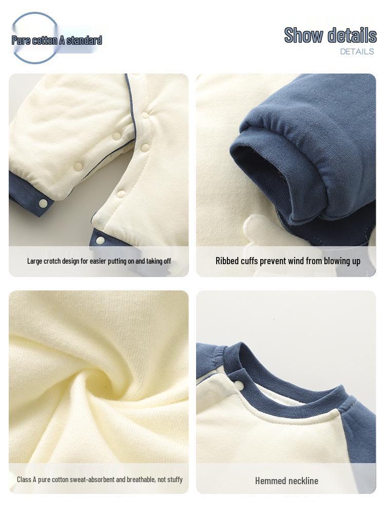 120g Thick Quilted Unisex Newborn Jumpsuit: Warm Cotton Autumn/Winter Baby Crawling Outerwear