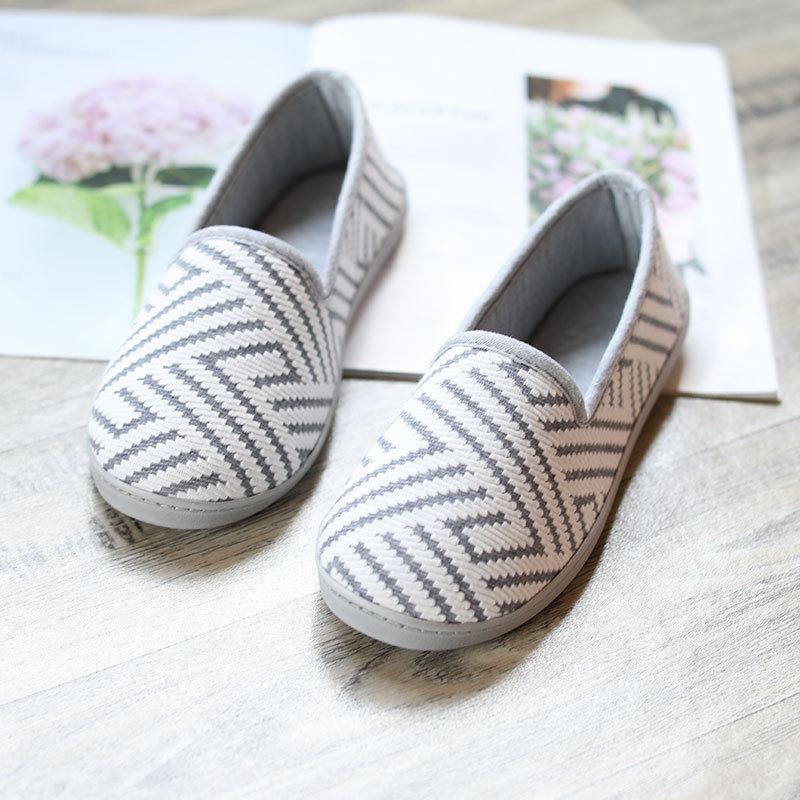 Fashion New 2025 Spring Autumn At Home Thermal Anti-Skid Slippers Women's Knitted Indoor Slippers Soft Outsole House Shoes