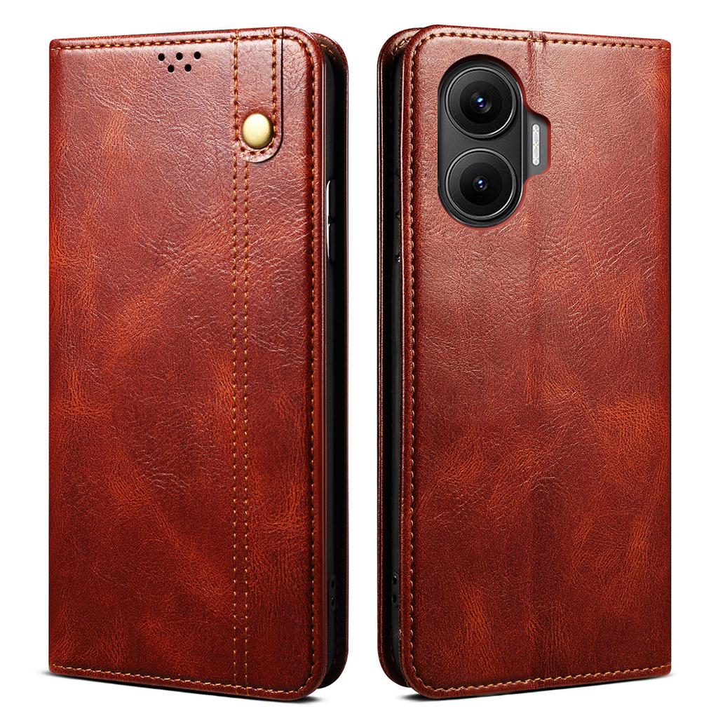 For Xiaomi Poco F7 5G/Redmi Turbo 4 Pro 5G Case Crazy Horse Texture Waxy Leather Wallet Stand Phone Cover