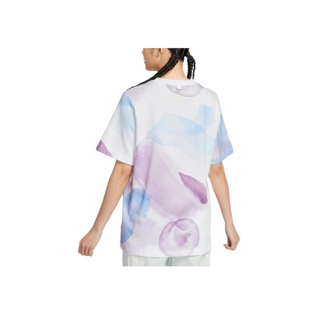 Nike Tie-Dye Logo Print Casual Loose Round Neck Breathable Short Sleeve T-Shirt Women Tops Multiple-Colors HF6178-100