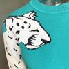 Herbst und Winter Damen Arm Leopard Muster Strick Langarm Pullover Wollpullover