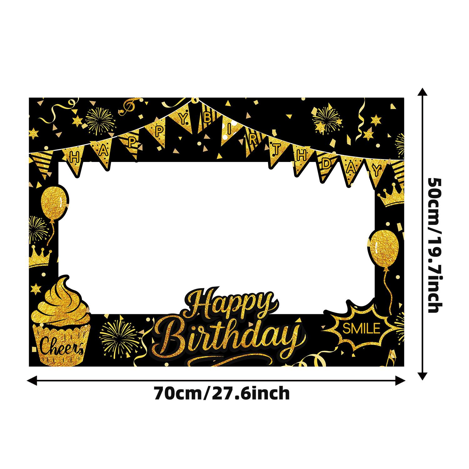 Black and Gold Birthday Party Decoration Set - 36-Piece Photo Props