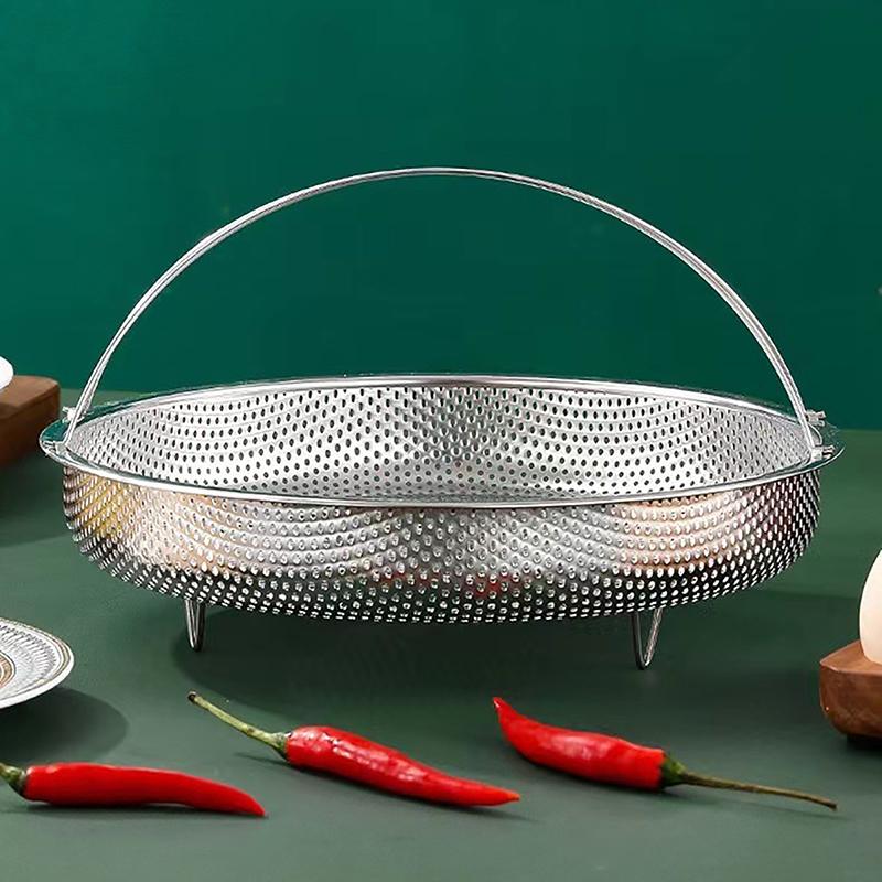 Dampfgarerkorb aus Edelstahl für Schnellkochtöpfe, Dampfgarerkorb mit Griff, Dampfgitter, Abflusssieb, Kochutensilien