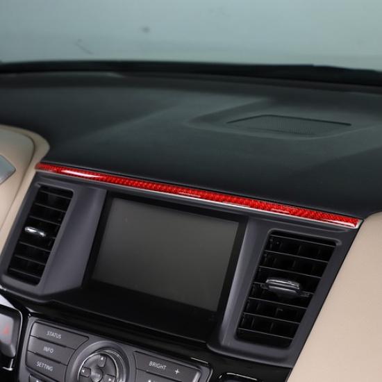 Red Carbon fiber Center Console trim strip Sticker For Nissan Pathfinder 2013-18