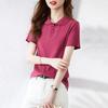 Summer New Fashion Korean Version Slimming Casual Versatile Temperament Polo Collar Short Sleeved T-shirt for Women