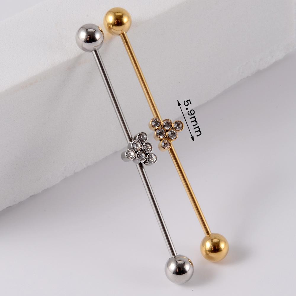 YW Industrielle Barbell Ohrringe Piercing Schmuck Chirurgischer Edelstahl Scaffold Piercings CZ Bar für Damen Herren