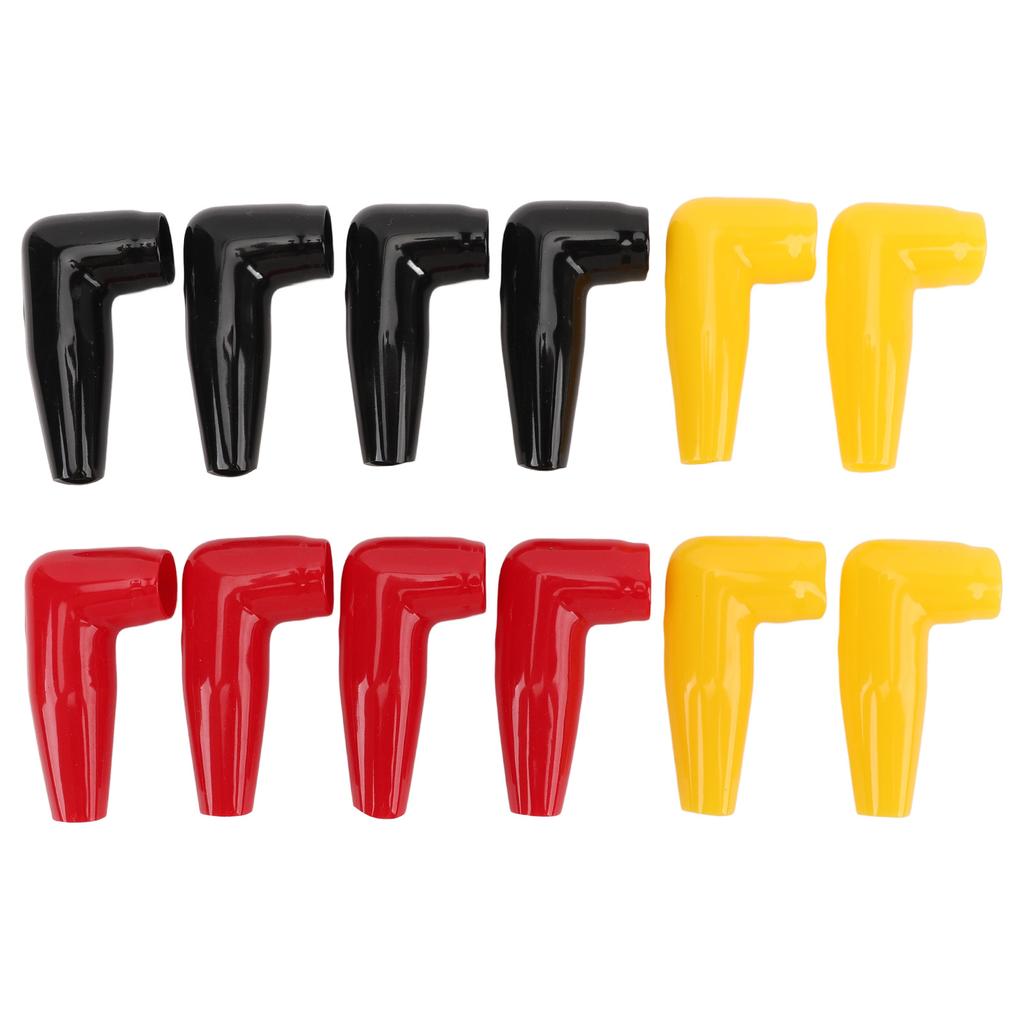 12PCS Battery Terminal Boots Insulating Covers 4 Red 4 Black 4 Yellow Protector Cable Lug Caps for Auto Marine