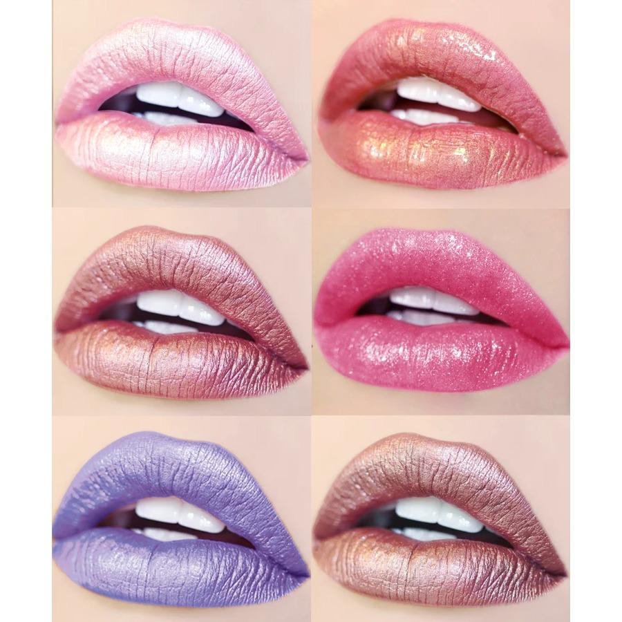 HANDAIYAN 6-color Pearlescent Liquid Lip Gloss Sexy Lipstick Long-lasting Waterproof Makeup Cosmetics