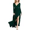 Floor-length Dress Classic Long-sleeved V-neck Solid Color Sexy Dress