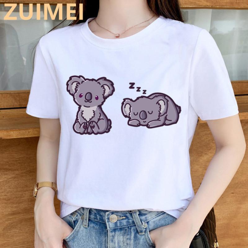 Funny Koala My Puns Are Nope Print Harajuku Top Women T-shirt Casual Ladies Basic O-collar Short Sleeved T-shirt Girl,Drop Ship