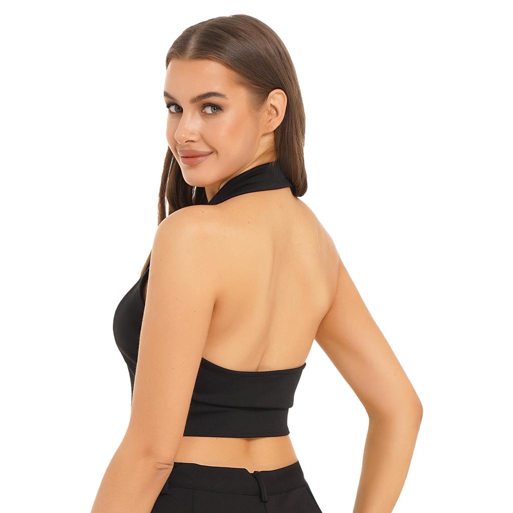 Women's Vests Halter Neck V-Neck Office Ladies Crop Tops Formal Elegant OL Waistcoat Suits Vest