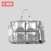 Down bag cotton clothes women's bag simple space bag solid color soft square filled shoulder handbag new