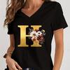 Vintage Flower Alphabet Graphic T Shirts Women Alphabet Rose Gold Essential Women Clothing Gift for Alphabet Floral Lover Tshirt