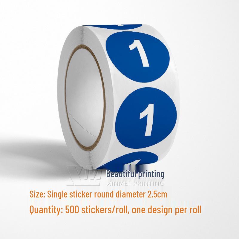 Adesivos Redondos Autoadesivos com Números 1-33 – Rolo de Etiquetas de Identificação Seriada Coloridas