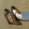 French Leather Versatile Mary Jane Shoes Women's 2025 Spring and Autumn New Retro One-word with Thick Heel Single Shoes Sheepskin Version~