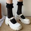 Fashion British Chunky Heel Mary Janes Shoes Woman 2024 Thick Platform Buckle Straps Pumps Women Round Toe Patent Leather Shoes