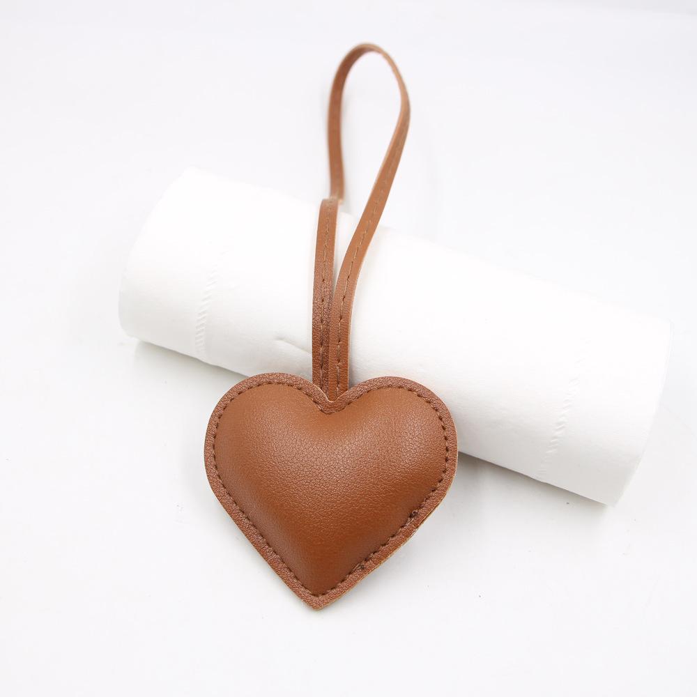 Luggage Leather Heart-shaped Hanging Rope Knotted Hanging Pendant Leather Cotton Filled Peach Heart Bag Decorative Accessories